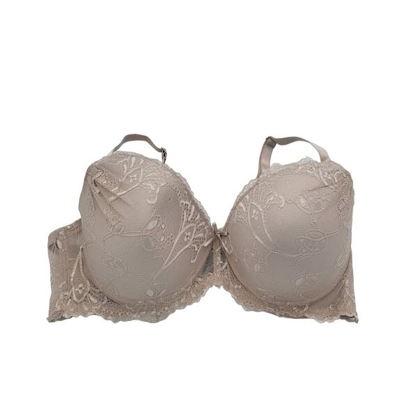 Rene Rofe Underwire Bra Almond Floral Lace Lightly Padded Full Coverage SZ 40D - Picture 1 of 7